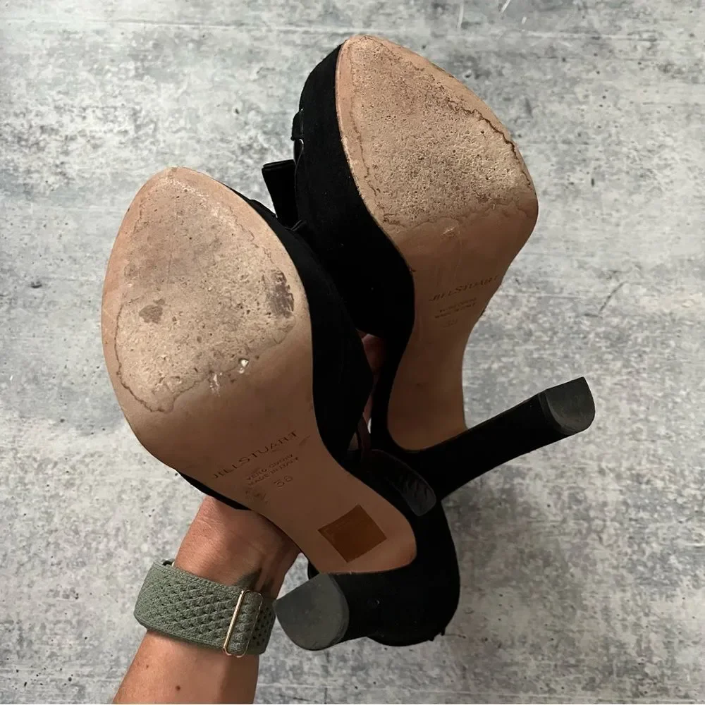 Jill Stuart Black Velvet Bow Platforms 38